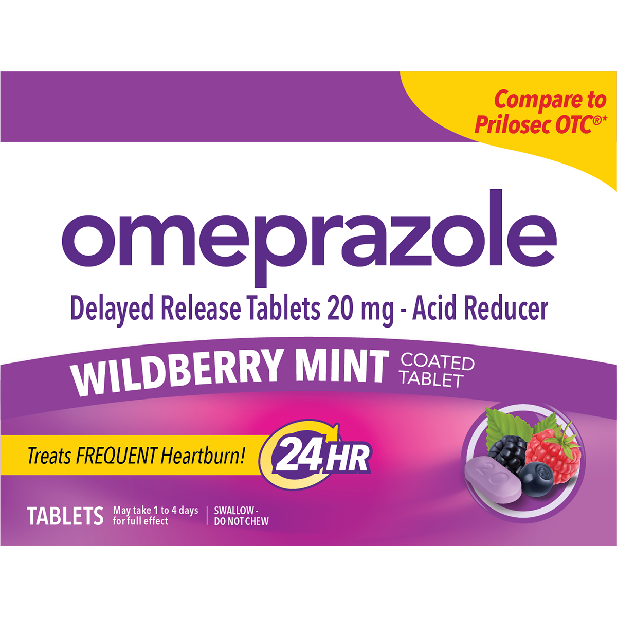 Omeprazole Delayed Release Tablets, Wildberry Mint